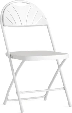 Flash Furniture HERCULES Series 650 lb. Capacity White Plastic Fan Back Folding Chair