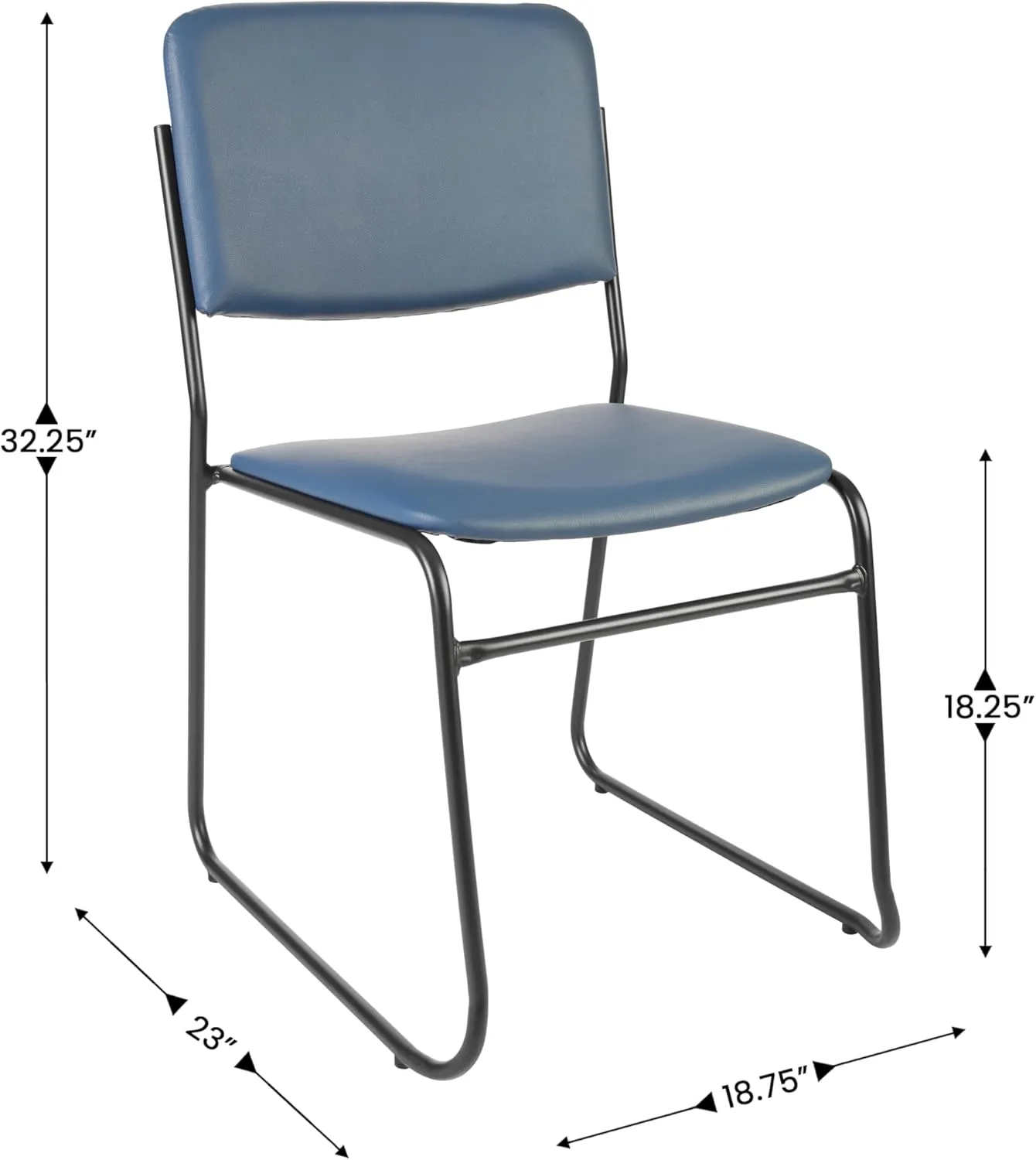 Flash Furniture Hercules Series High Density Vinyl Stacking Chairs for Waiting Rooms and Offices, Lobby Chairs with Padded Seat and Frame, Navy