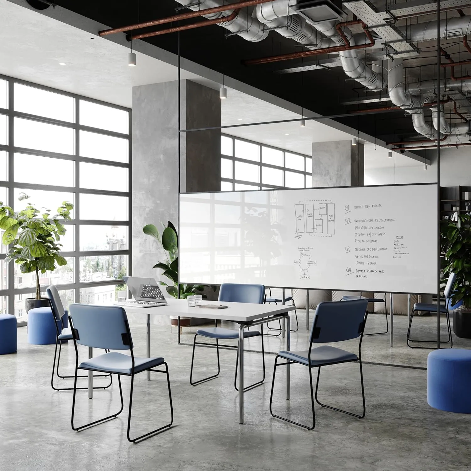 Flash Furniture Hercules Series High Density Vinyl Stacking Chairs for Waiting Rooms and Offices, Lobby Chairs with Padded Seat and Frame, Navy
