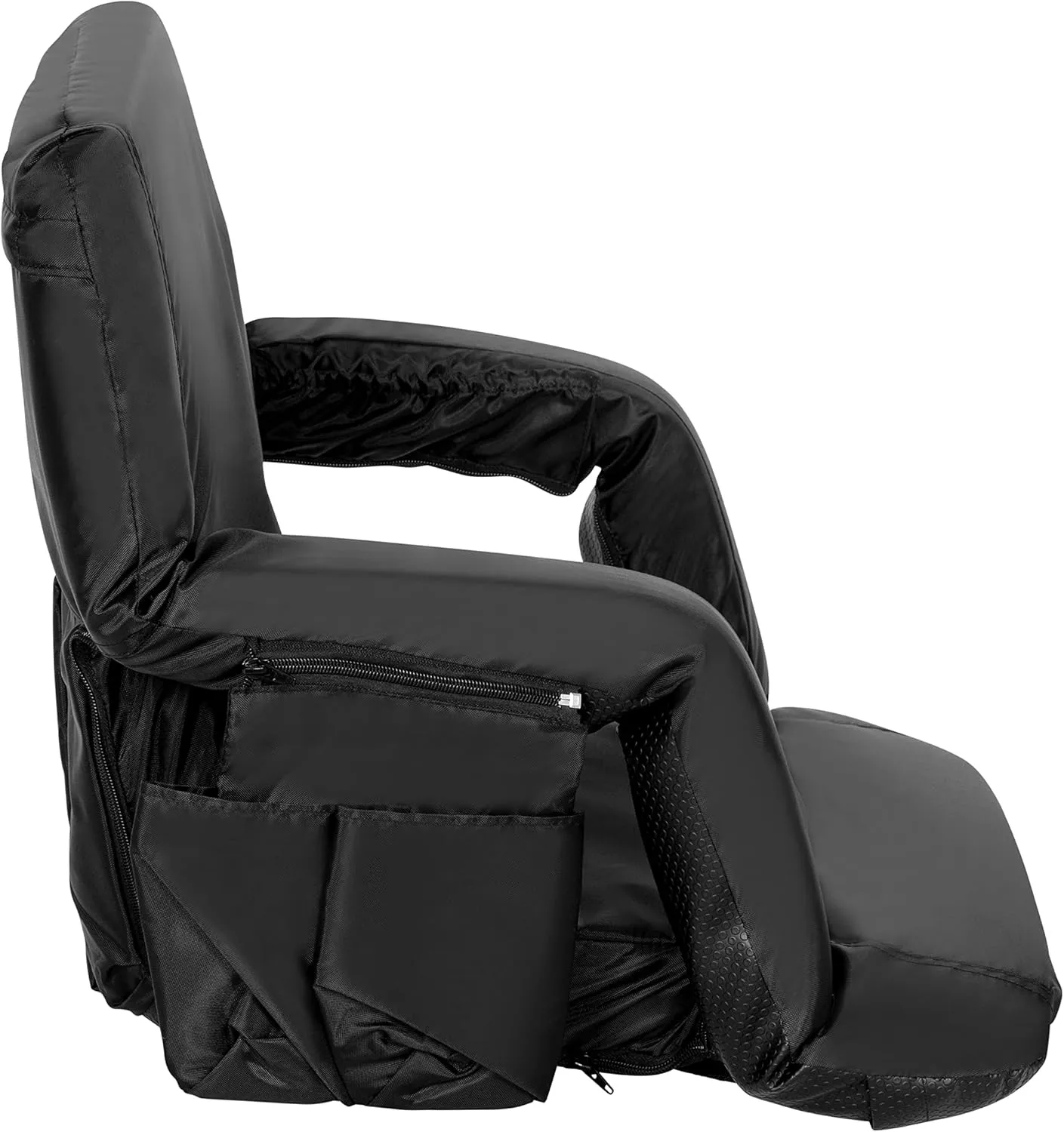Flash Furniture Malta Portable Stadium Seats for Bleachers or Benches, Padded Stadium Chairs with Backpack Straps and Storage, Pack of 2, 265 lb. Weight Capacity, Black