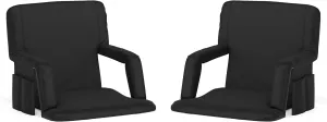 Flash Furniture Malta Portable Stadium Seats for Bleachers or Benches, Padded Stadium Chairs with Backpack Straps and Storage, Pack of 2, 265 lb. Weight Capacity, Black