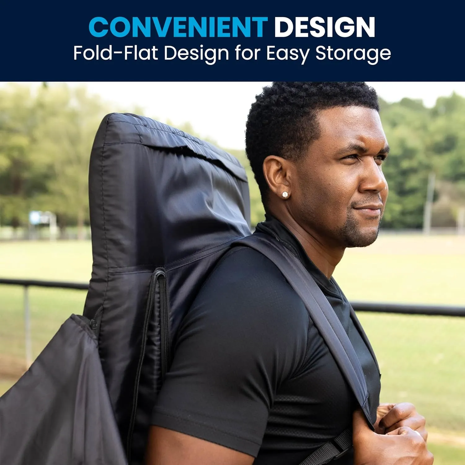 Flash Furniture Malta Portable Stadium Seats for Bleachers or Benches, Padded Stadium Chairs with Backpack Straps and Storage, Pack of 2, 265 lb. Weight Capacity, Black