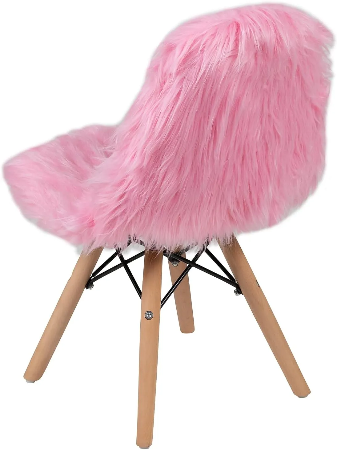 Flash Furniture Zula Kids Chair - Light Pink Shaggy Dog Accent Chair - Kid Sized Faux Fur Chair, Set of 4