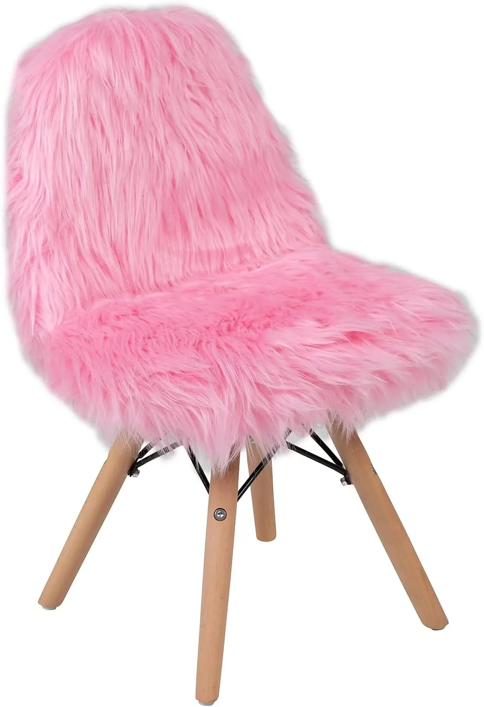 Flash Furniture Zula Kids Chair - Light Pink Shaggy Dog Accent Chair - Kid Sized Faux Fur Chair, Set of 4