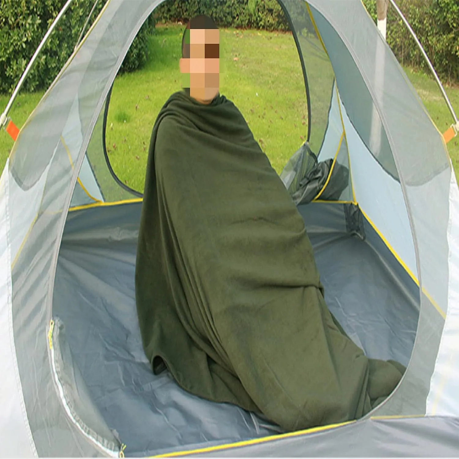 Fleece Sleeping Bag Lined with Travel Sheets Camping Sleeping Bag Ultra Light Zipper Storage Bag Zipper Backpack Travel Blanket Hiking 70.8inch