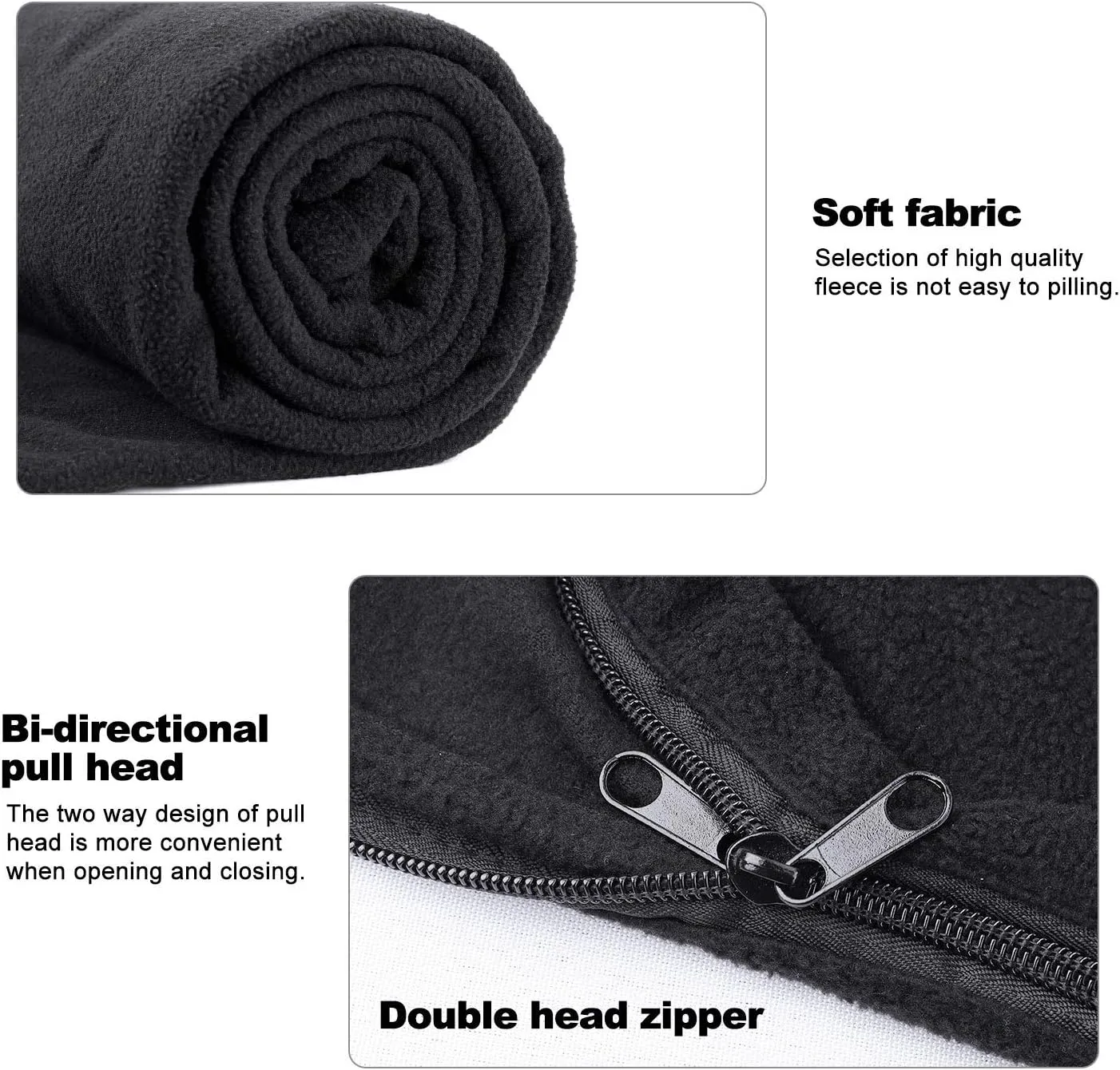 Fleece Sleeping Bag Liner Travel Sheet Camping Sleep Sack Ultralight Zippered Storage Bag Full Sized Zipper Backpacking Blanket for Traveling, Camping, Hiking, Outdoor Activities