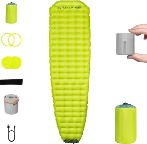 FLEXTAILGEAR Portable Sleeping Pad with Electric Air Pump, 9.4 R-Value Self Inflating Sleeping Pad, Ultralight Air Mattress for Camping, Backpacking, Hiking, Travel (Mummy)