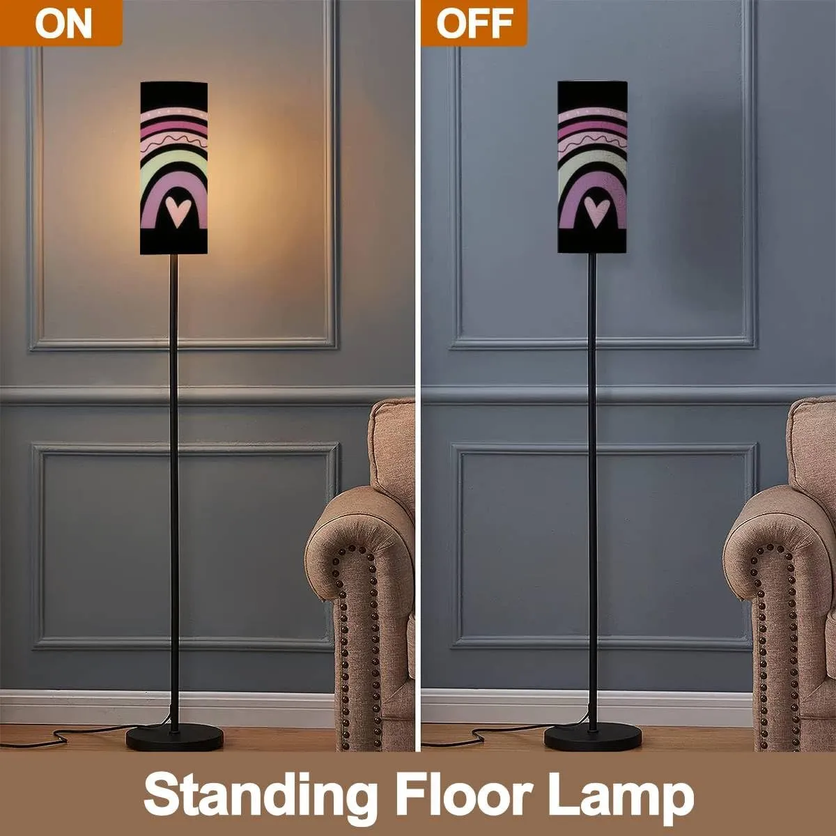 Floor Lamp for Living Room Cute Boho Rainbow Flat Scandi Kids Style Rainbow for Romantic Modern Standing Lamp Remote Control Dimmable Pole Lamp Corner Tall Lamp for Office Bedroom Reading