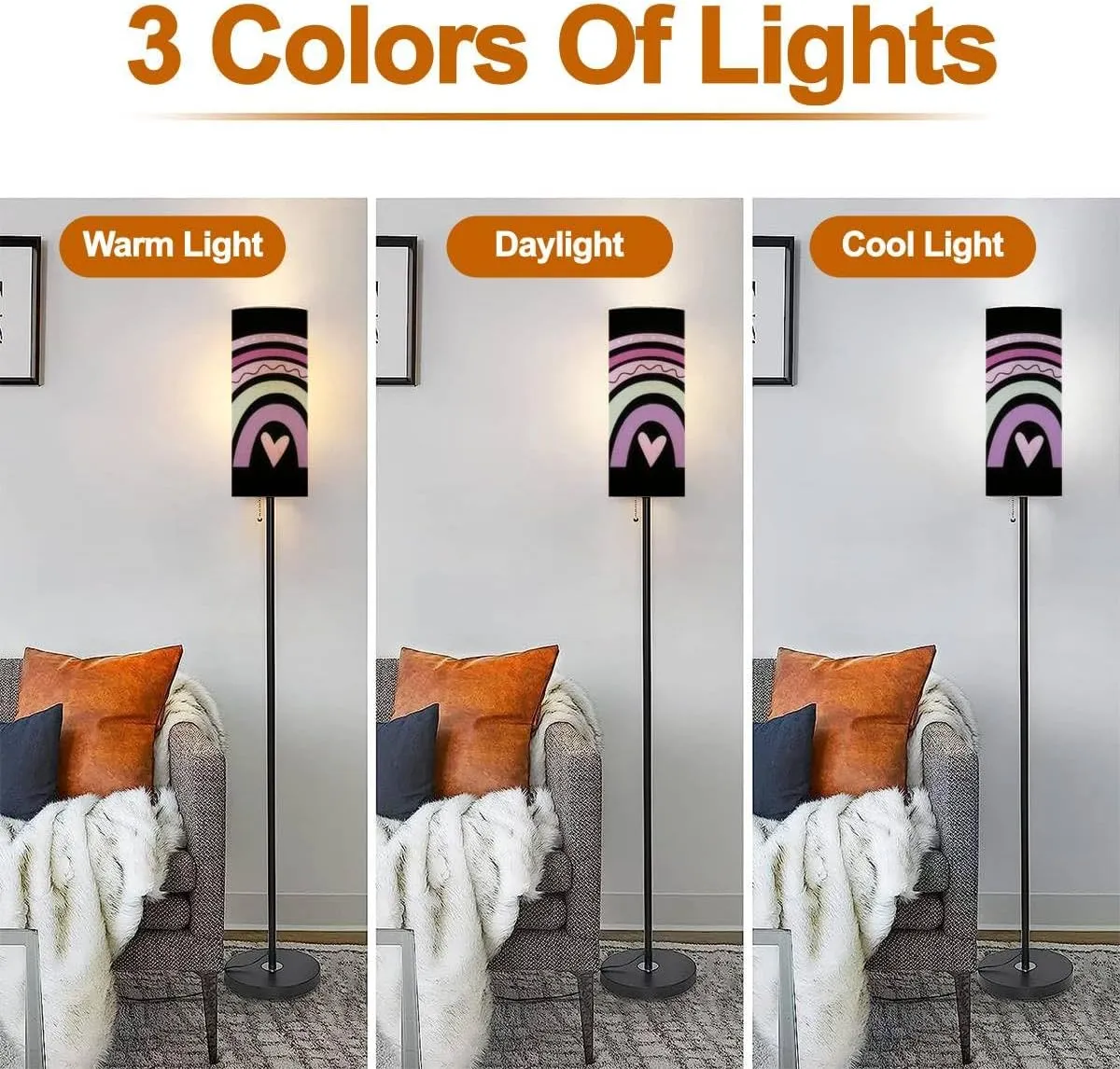 Floor Lamp for Living Room Cute Boho Rainbow Flat Scandi Kids Style Rainbow for Romantic Modern Standing Lamp Remote Control Dimmable Pole Lamp Corner Tall Lamp for Office Bedroom Reading