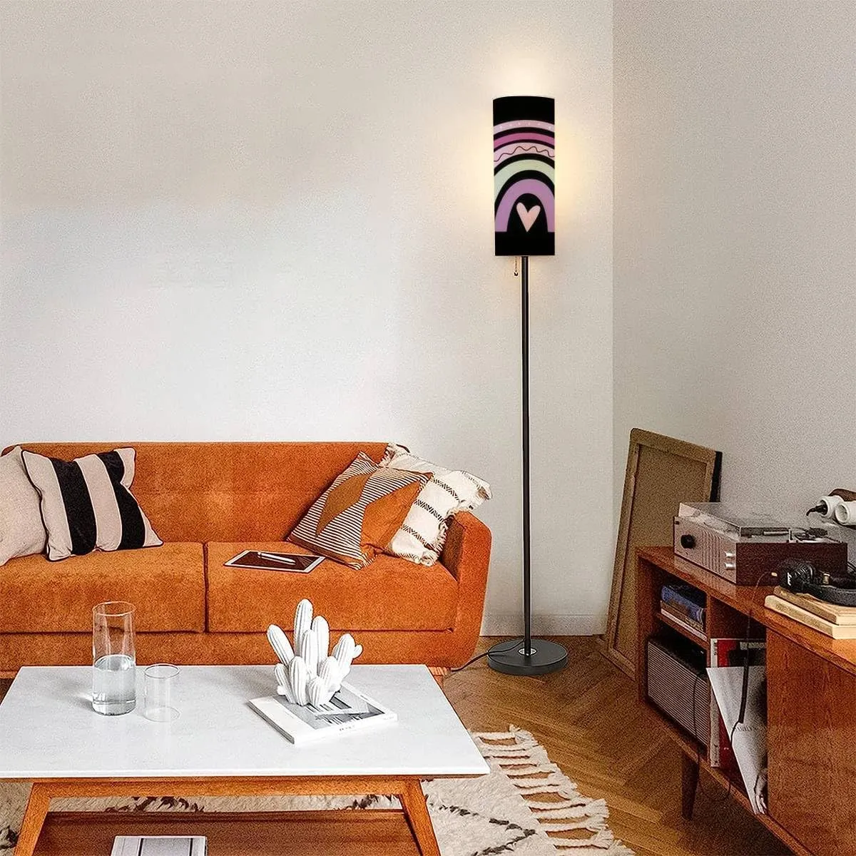 Floor Lamp for Living Room Cute Boho Rainbow Flat Scandi Kids Style Rainbow for Romantic Modern Standing Lamp Remote Control Dimmable Pole Lamp Corner Tall Lamp for Office Bedroom Reading