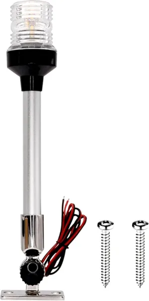 Fold Down LED Boat Navigation Light for Yacht,Anchor Light 12~24 V Sailing Signal Light 4000~4500K White- 316 Stainless Steel Base (12inch)