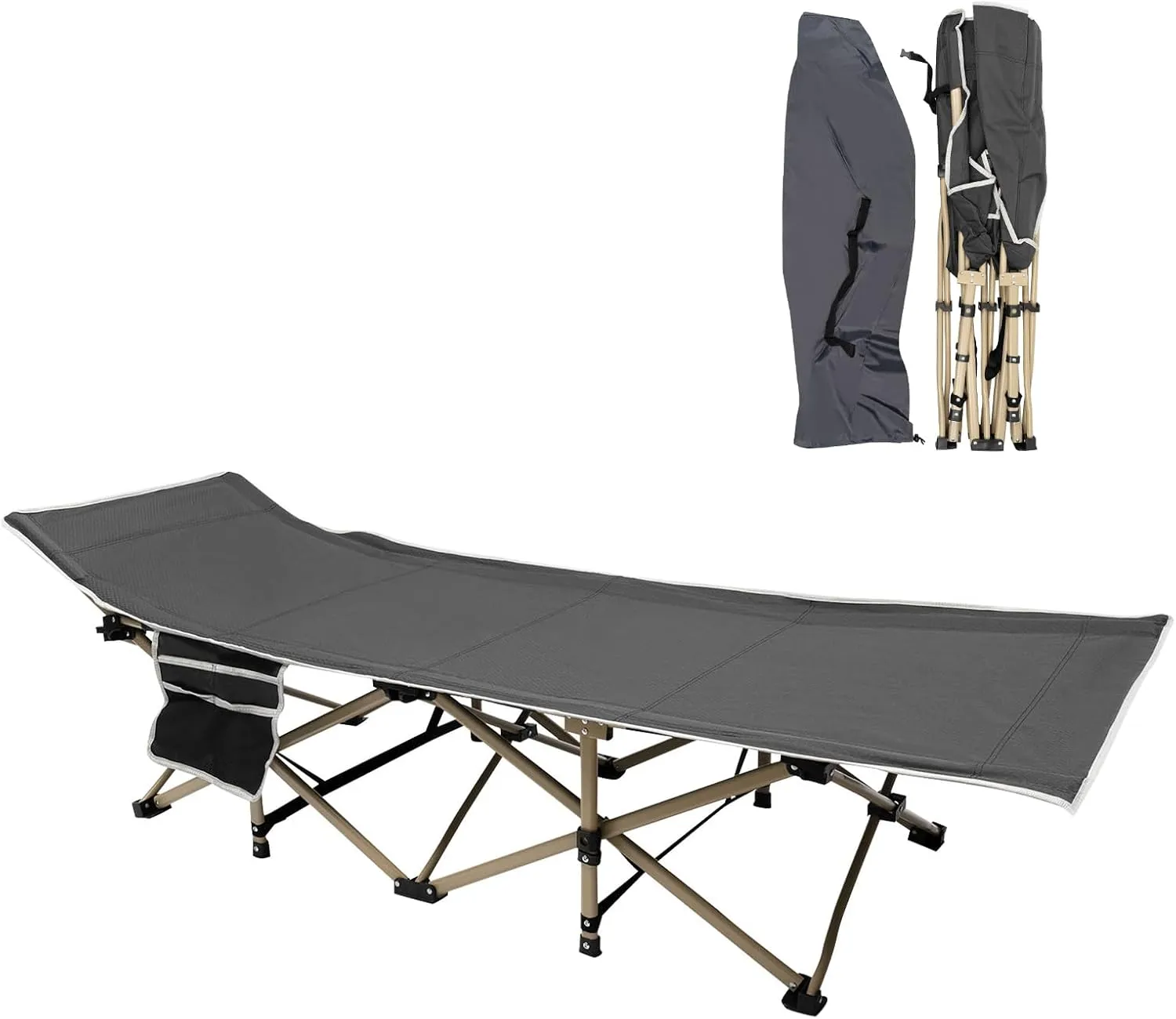 Foldable Camping Cot, Portable Cot for Adults, Folding Sleeping Cots for Camping & Hunting, Travel Tent Cots (Gray)