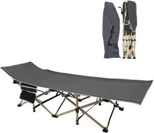 Foldable Camping Cot, Portable Cot for Adults, Folding Sleeping Cots for Camping & Hunting, Travel Tent Cots (Gray)
