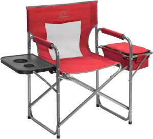 Foldable Cooler Chair with Attached Side Table for Camping/Hiking/Backpacking by Caddis Sports (Red)
