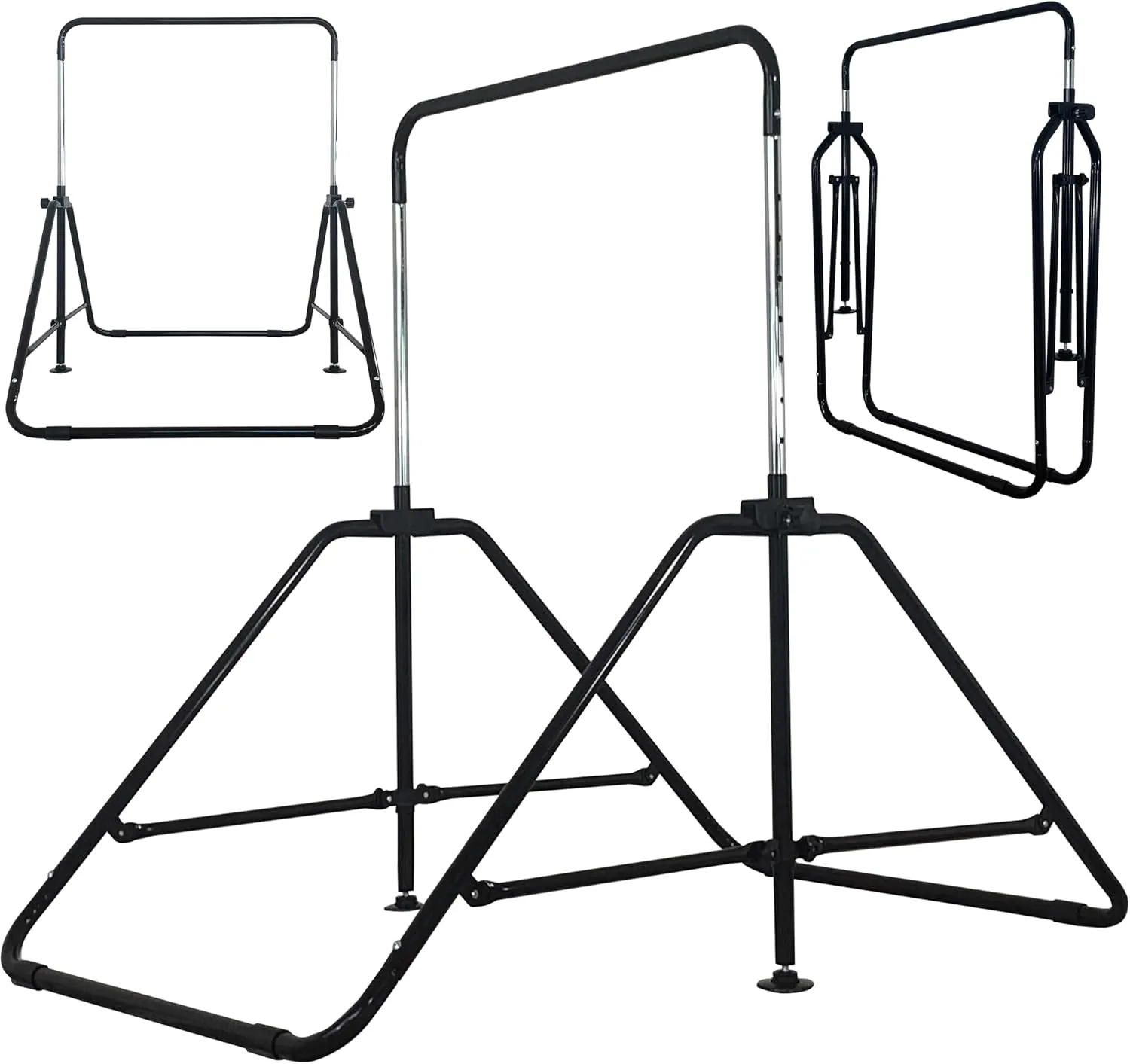 Foldable Gymnastic Bar for Kids Ages 3-9, 9 Height Levels, 200 lbs Weight Capacity, 5 Ft Length Gymnastic Kip Bar with Mat, Gymnastic Equipment for Home and Gym Center Indoor Outdoor Use