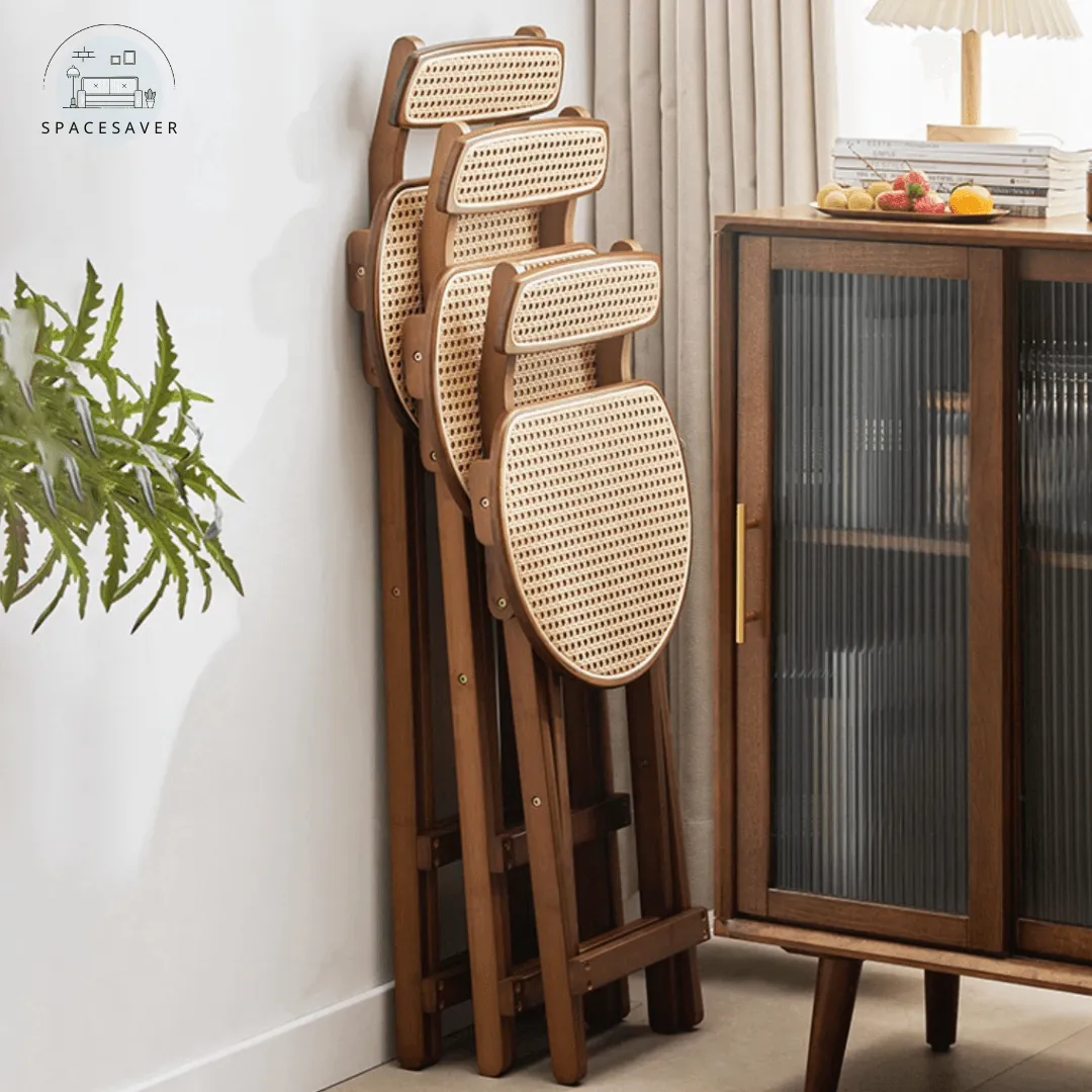 Foldable high-legged rattan-woven stool