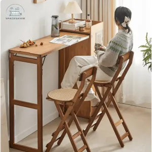 Foldable high-legged rattan-woven stool