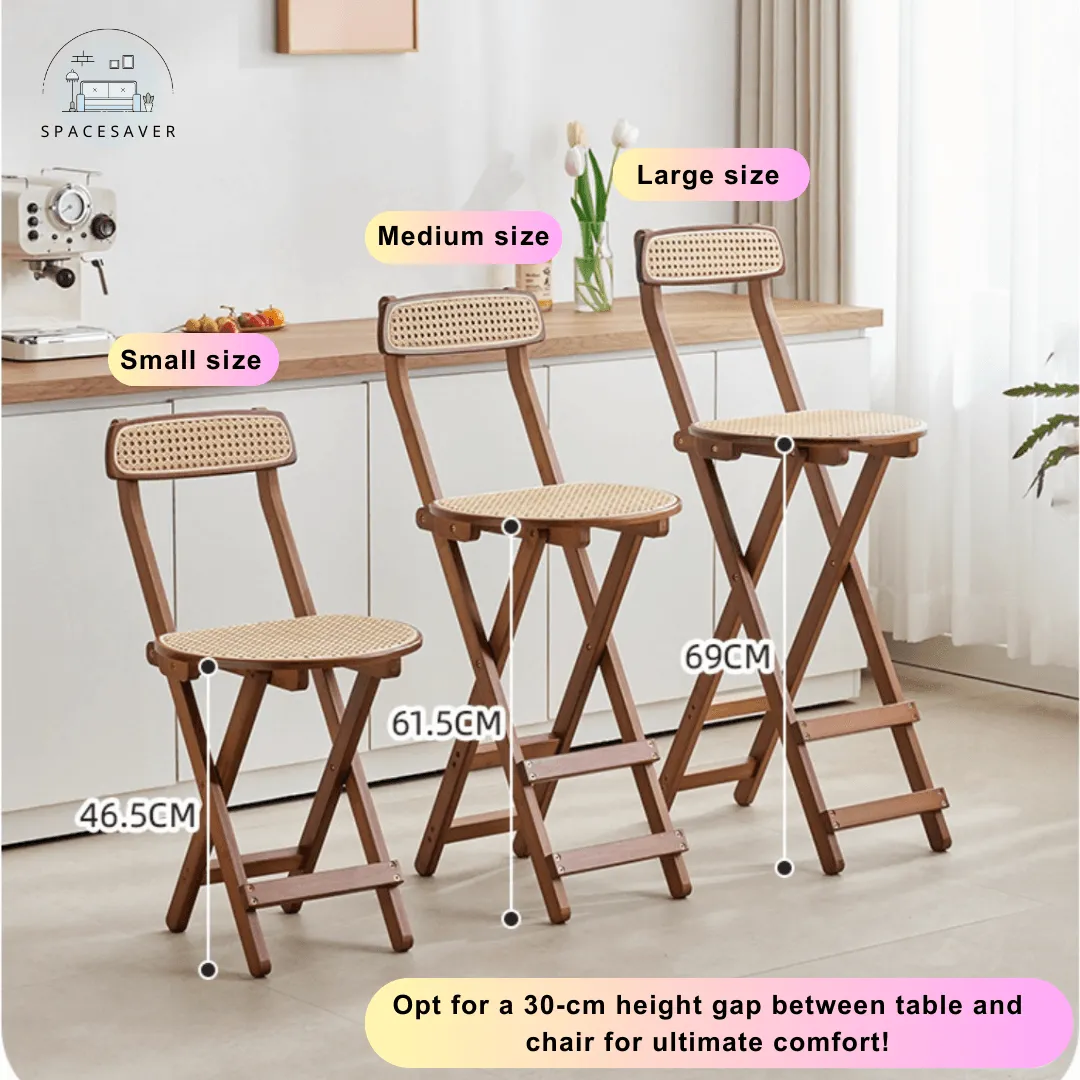 Foldable high-legged rattan-woven stool