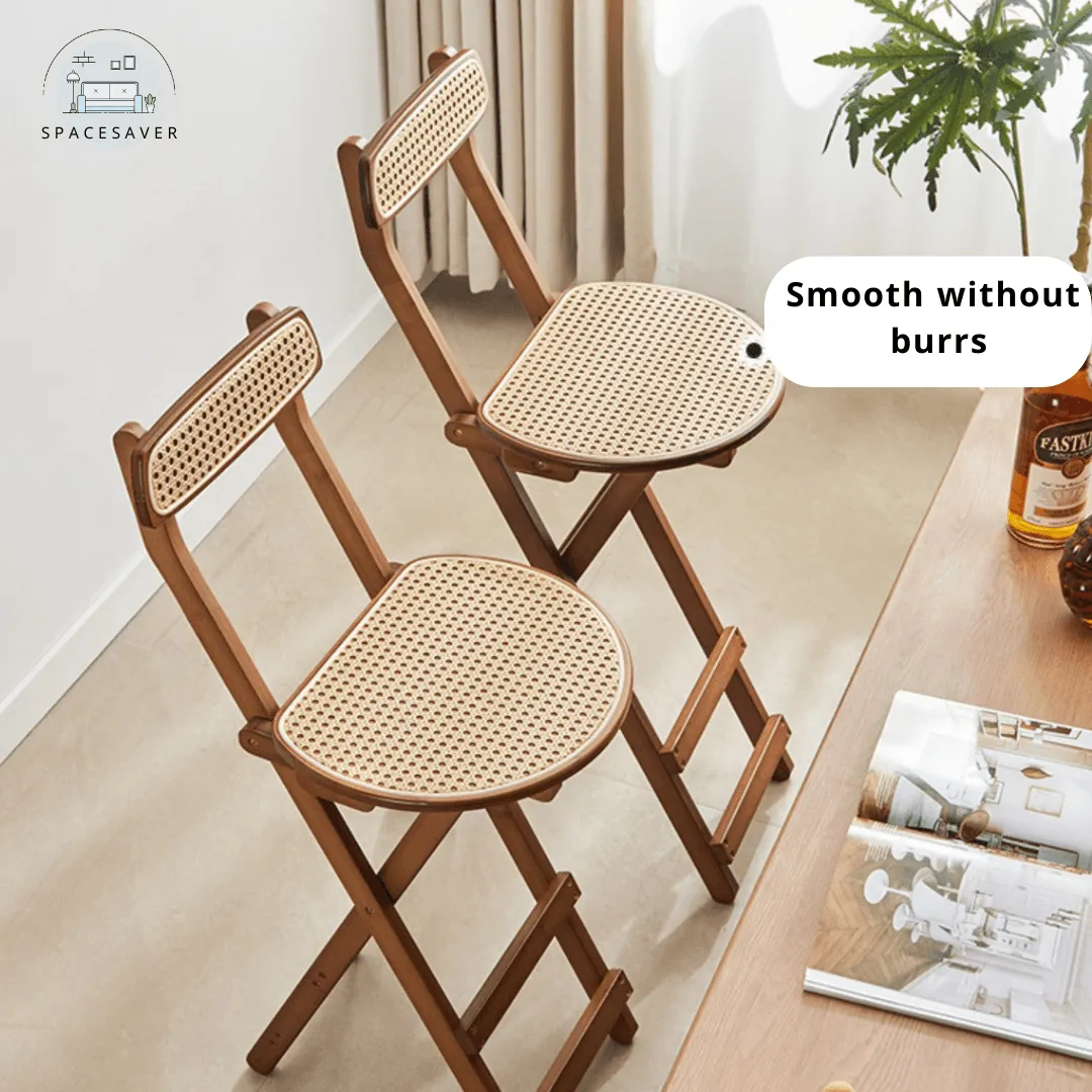 Foldable high-legged rattan-woven stool