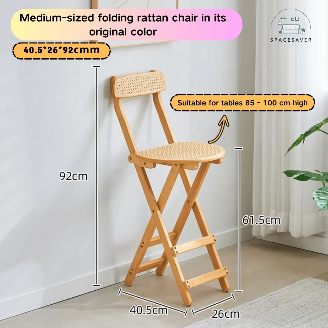 Foldable high-legged rattan-woven stool