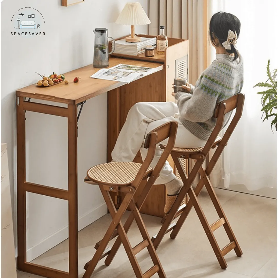 Foldable high-legged rattan-woven stool