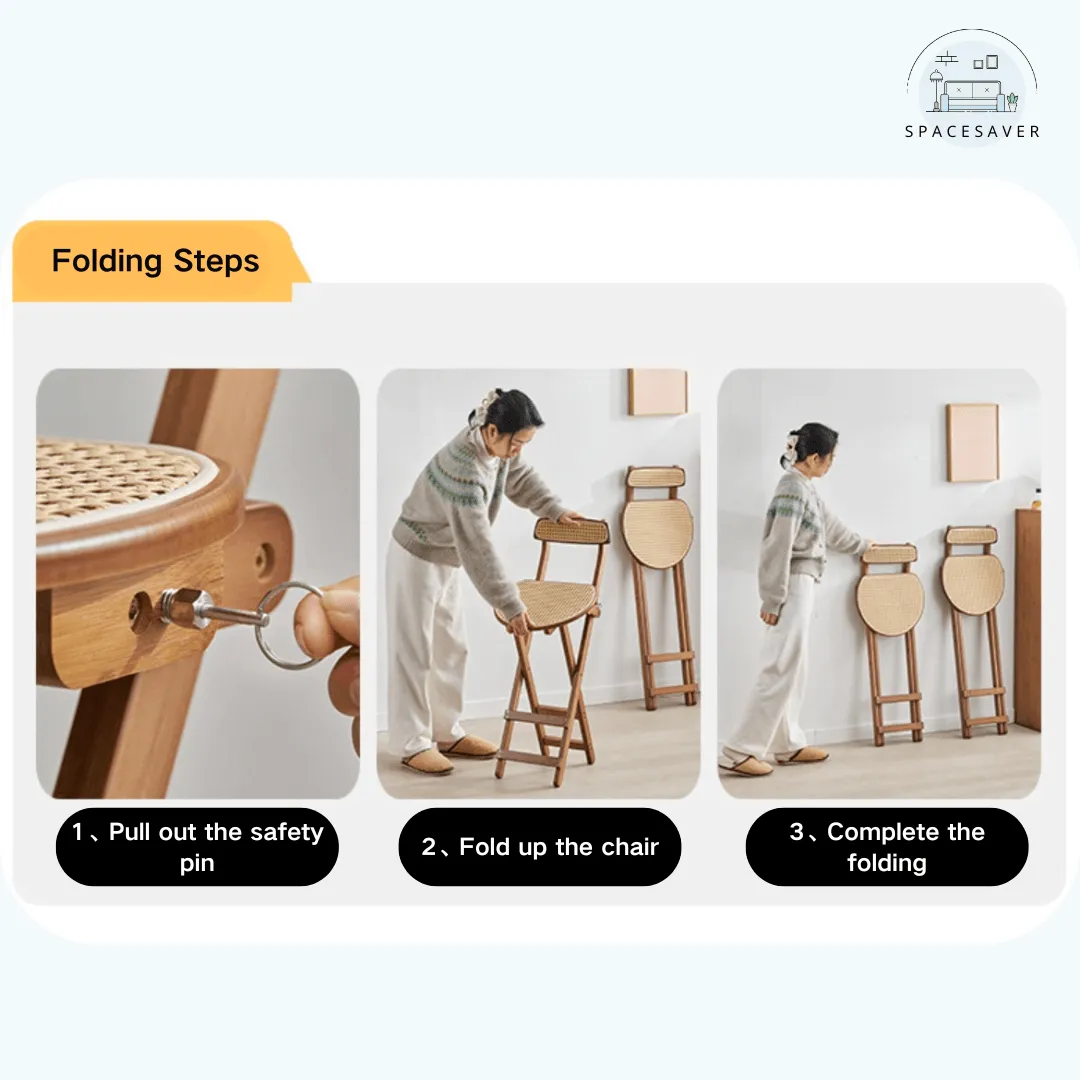 Foldable high-legged rattan-woven stool