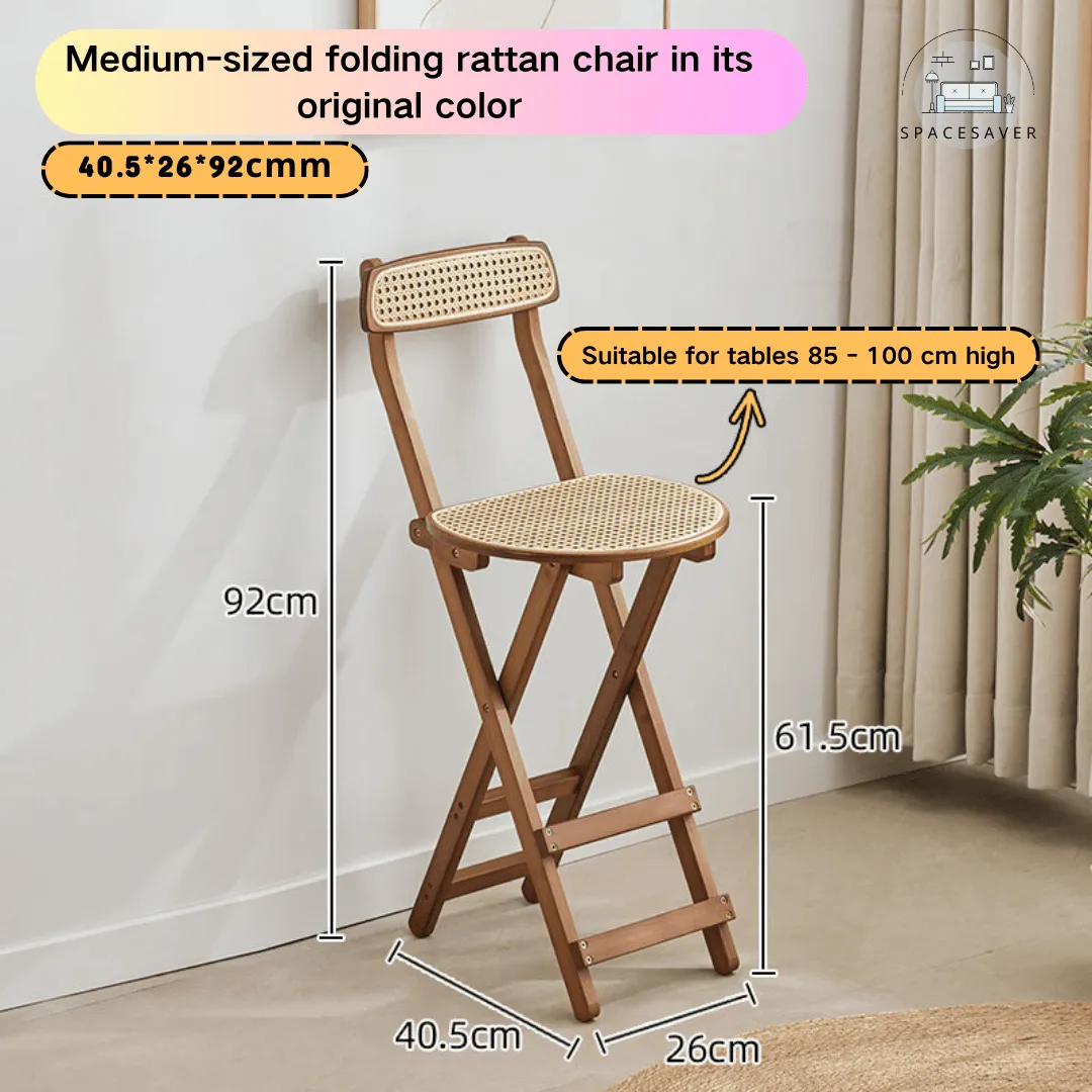 Foldable high-legged rattan-woven stool
