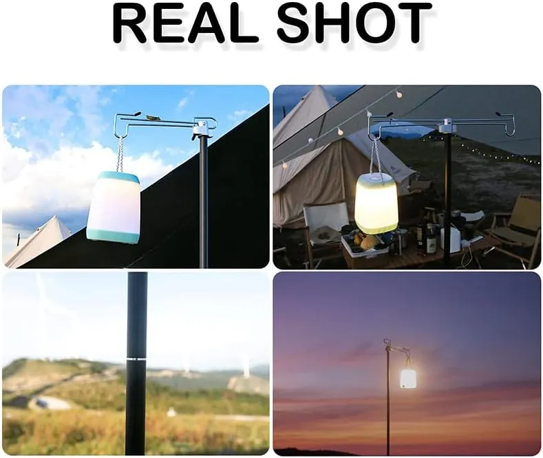 Folding Aluminum Alloy Lamp Pole Adjustable Lantern Holder Rod for Camping Hiking Fishing Backpacking
