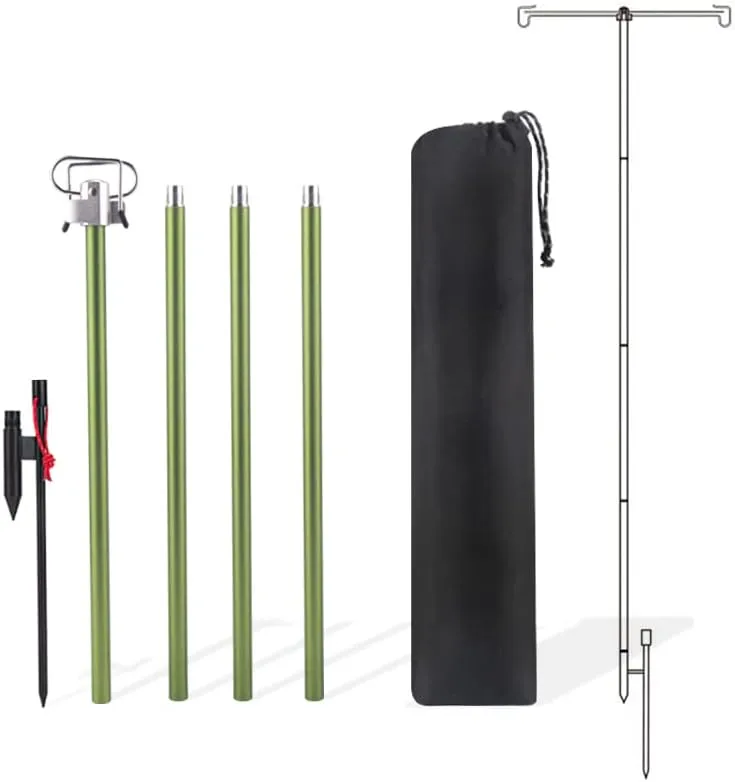 Folding Aluminum Alloy Lamp Pole Adjustable Lantern Holder Rod for Camping Hiking Fishing Backpacking