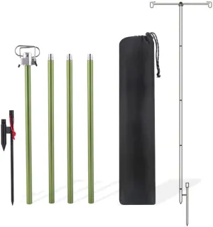 Folding Aluminum Alloy Lamp Pole Adjustable Lantern Holder Rod for Camping Hiking Fishing Backpacking