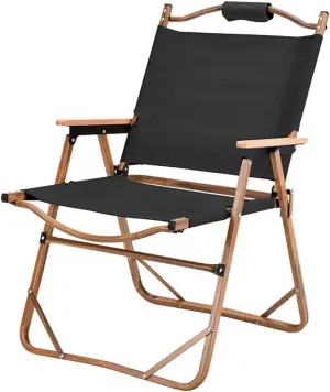 Folding Camping Chair Oversized Heavy Duty Padded Outdoor Camping Fishing Chair,Aluminum Portable Folding Chair,265 LBS Weight Capacity, Thicken 600D Oxford (Black)