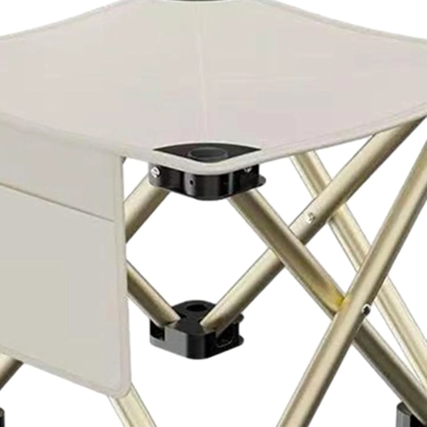 Folding Camping Stool Mini Foldable Chair Compact with Side Pocket Foot Stool for Hiking Patio Camping Traveling Barbecue, White, 33cmx33cmx32cm