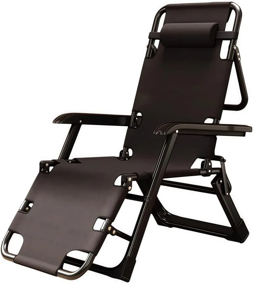 Folding Chair, Adult Lounger with Adjustable Headrest, Portable Zero Gravity Patio Chair with Multi-Angle Adjustment for Resting, Relaxing, Outdoor Sunbathing
