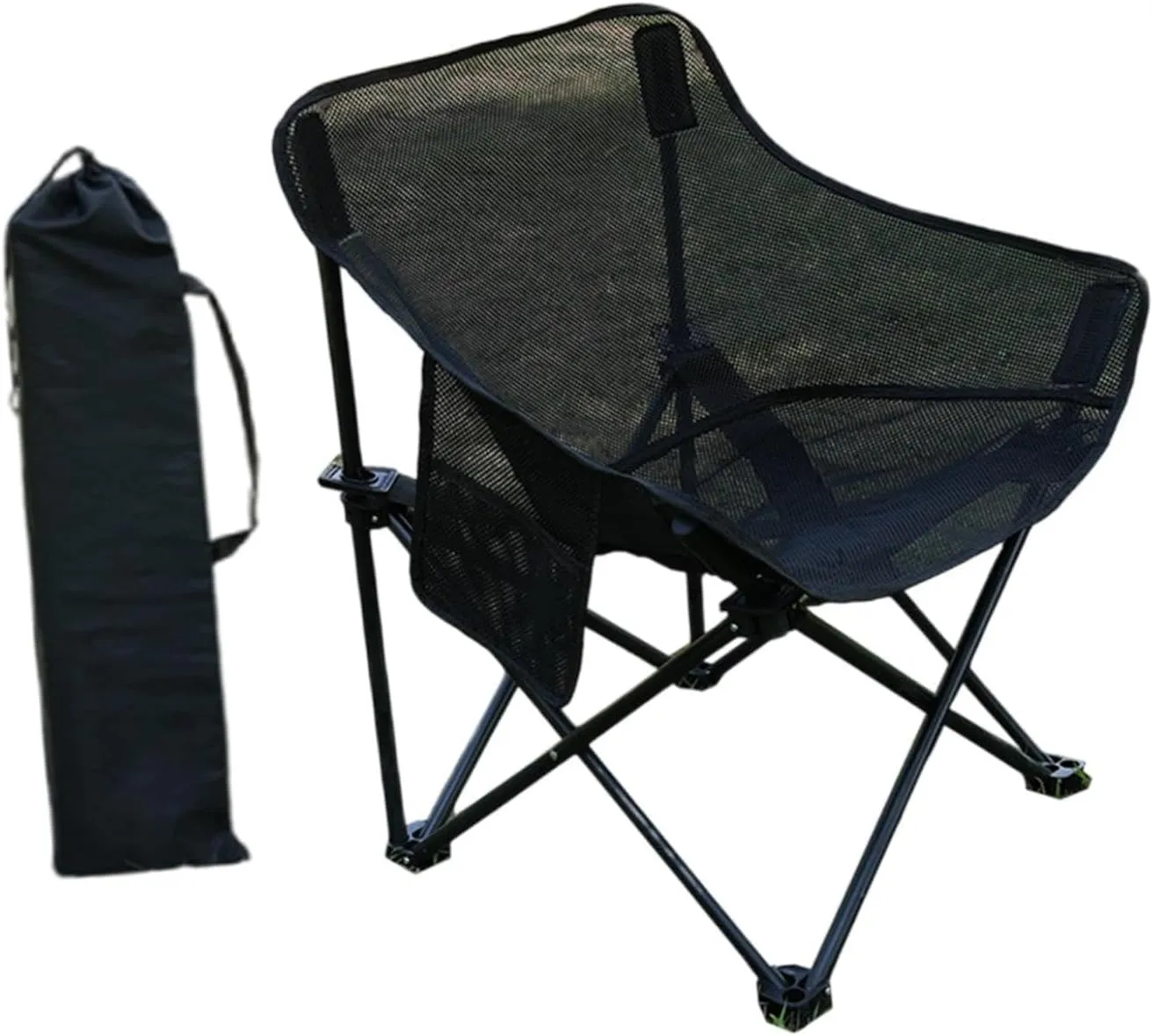 Folding Chair Camping Chair Foldable Heavy Duty Breathable with Carrying Bag for Adults for Yard Fishing Garden Hiking BBQ, Black