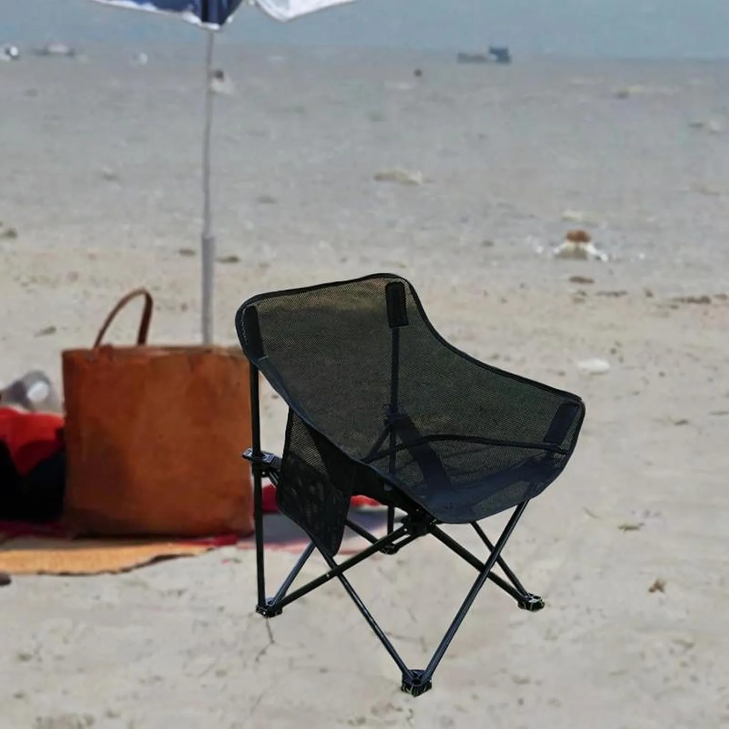 Folding Chair Camping Chair Foldable Heavy Duty Breathable with Carrying Bag for Adults for Yard Fishing Garden Hiking BBQ, Black