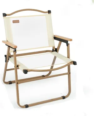 Folding Chair, Camping Chair Portable Mesh Breathable with Wooden Armrests Backrest Chair for Camping Garden Fishing Terrace