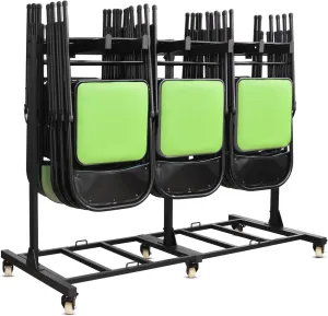 Folding Chair Rack Folding Chair Cart Folding Chair Storage Dolly, Single Tier Folding Chair Racks for Storage 500Lbs Capacity Heavy Duty Folding Chair Cart with Locking Rubber Wheels