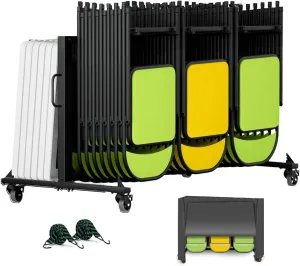 Folding Chair Rack Folding Chair Cart Storage Dolly with Wheels and Holder for 42 Chairs or 12 Tables 550 LBS Capacity Includes Weatherproof Cover