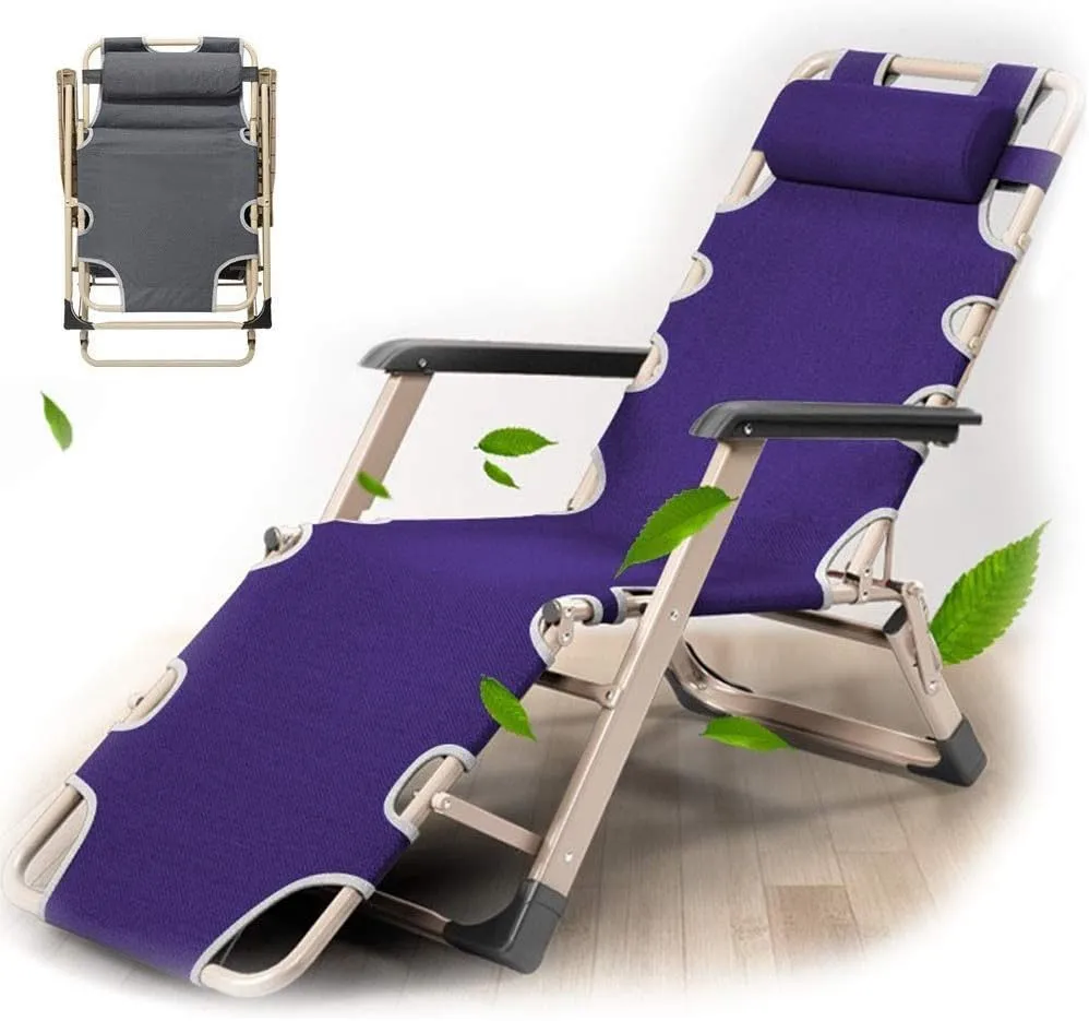 Folding Chair Recliner, Adjustable Reclining Sun Loungers Chairs Heavy Duty Sun Lounger Recliner Chairs Office Lunch Break Chair Garden Lounge Chair Outdoor For Outdoor Patio Camping(Navy Blue )