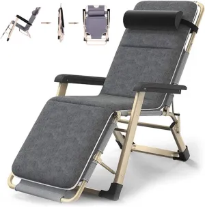 Folding Chair Recliner with Cushions,Reclining Camping Chairs Adjustable Sun Loungers Chairs Heavy Duty Sun Lounger Recliner Chairs Office Lunch Break Chair for Outdoor Patio Camping Beautiful