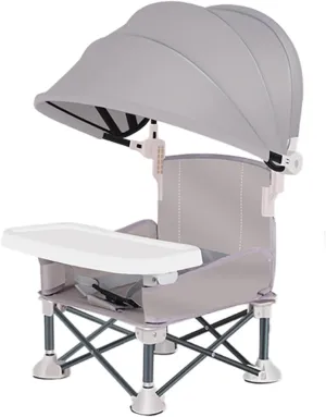 Folding Chairs for Outside Inside, Portable Booster Seat for Table Camping Chairs with Tray & Canopy Travel Essentials, Sun Protection Outdoor Foldable Chair Housewarming Gifts