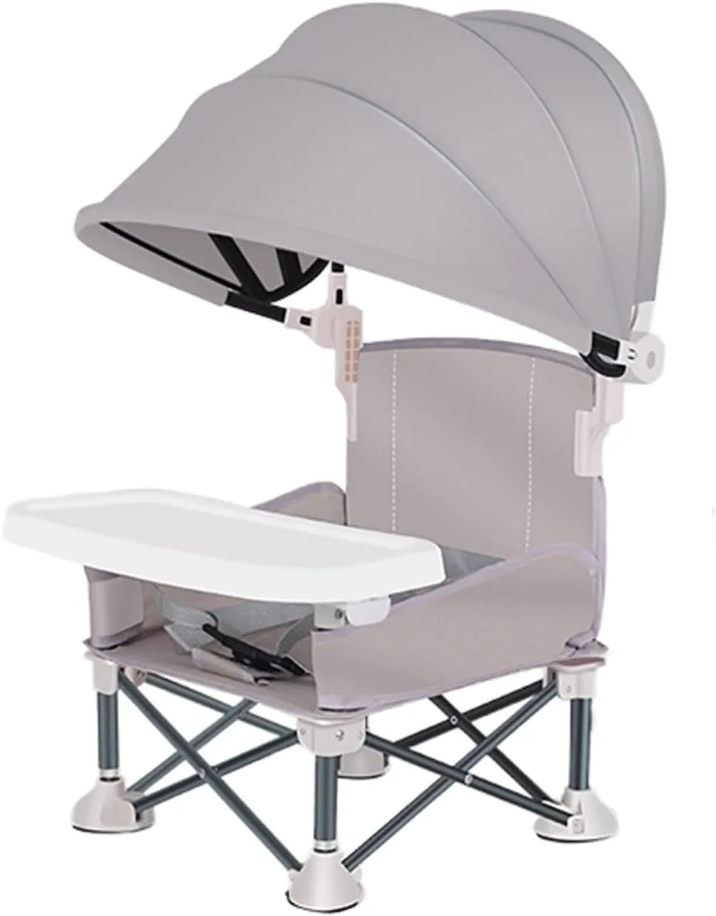 Folding Chairs for Outside Inside, Portable Booster Seat for Table Camping Chairs with Tray & Canopy Travel Essentials, Sun Protection Outdoor Foldable Chair Housewarming Gifts