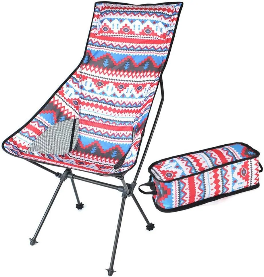 Folding ChairsPortable Folding Reclining Chair Chair,Moon Chair,Comfortable Colorful Ethnic Beach Chair,Suitable for Barbecue/Camping/Beach/Fishing