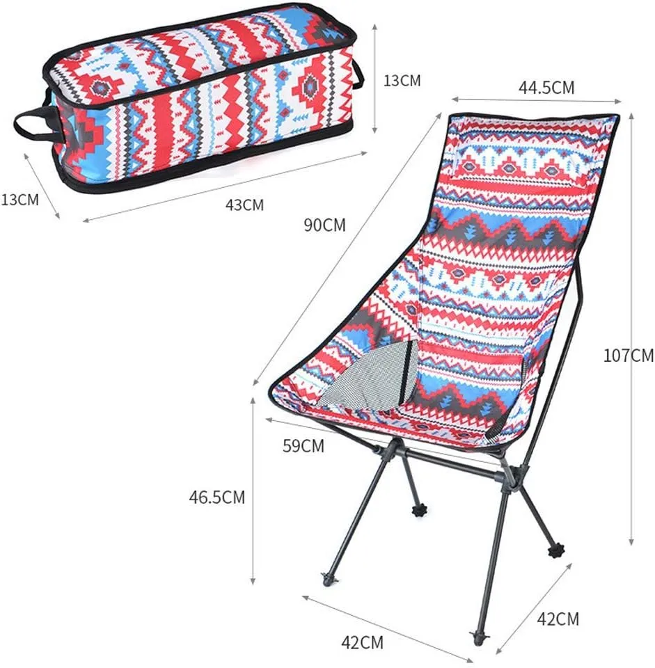 Folding ChairsPortable Folding Reclining Chair Chair,Moon Chair,Comfortable Colorful Ethnic Beach Chair,Suitable for Barbecue/Camping/Beach/Fishing