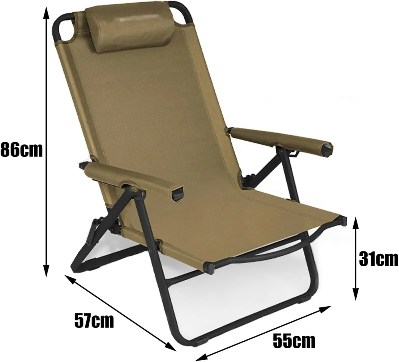 Folding Chaise - Camping Chair, 4th Gear Angle Adjustment, Can Sit and Lie Down, Load Bearing Capacity of 180KG, Suitable for Outdoor Activities Such As Camping, Fishing, Etc