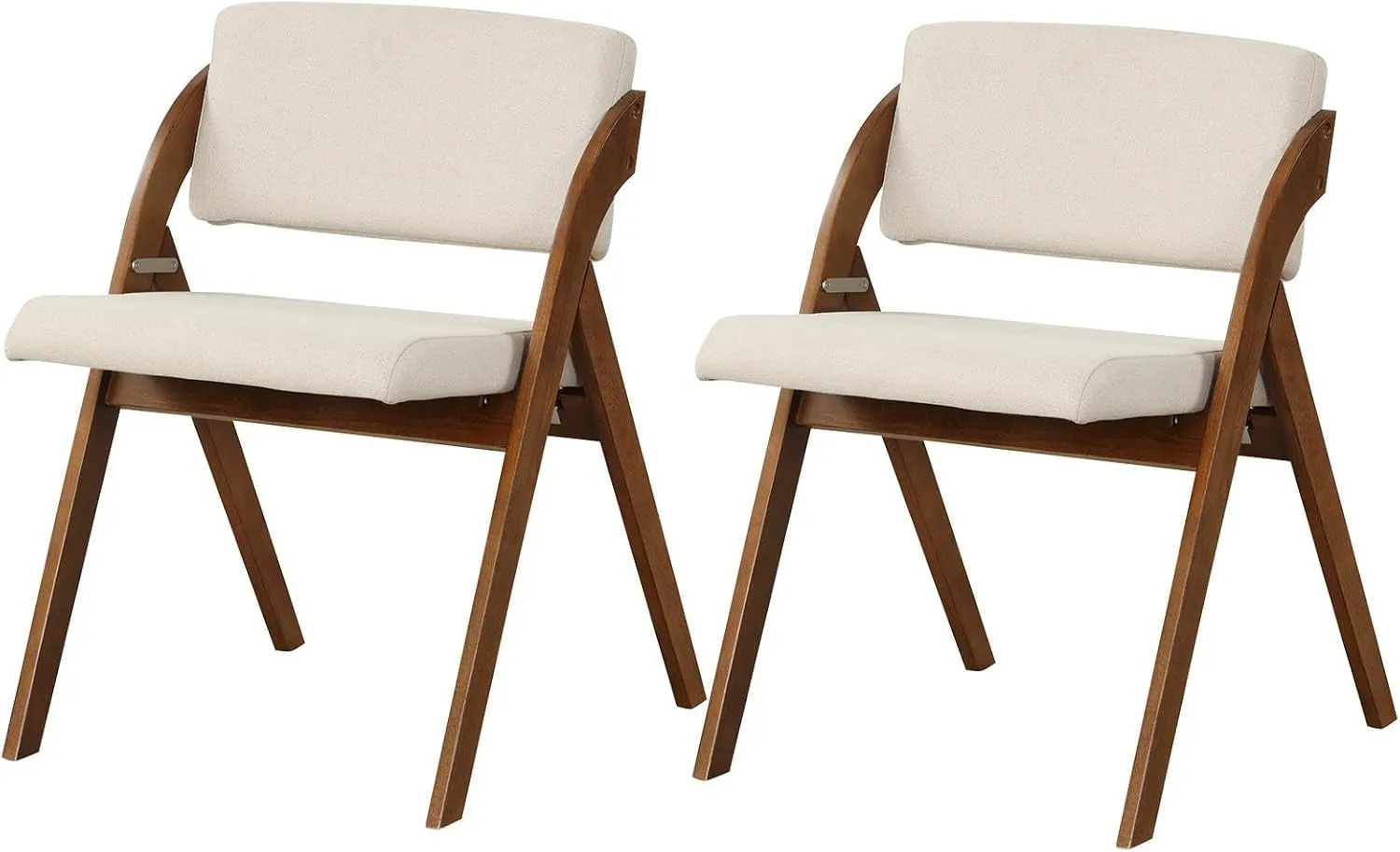 Folding Dining Chairs Set of 2, Farmhouse Upholstered Accent Chair with Non-Assembly Design, Padded Seat & Cushion Backrest, Portable Wood Kitchen Chairs for Party, Picnic & Home Office
