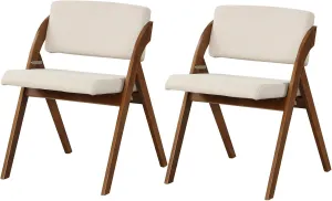 Folding Dining Chairs Set of 2, Farmhouse Upholstered Accent Chair with Non-Assembly Design, Padded Seat & Cushion Backrest, Portable Wood Kitchen Chairs for Party, Picnic & Home Office