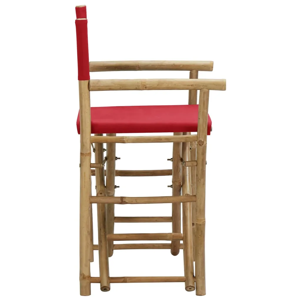Folding Director's Chairs 2 Pcs Outdoor Camping Chair Bamboo and Fabric