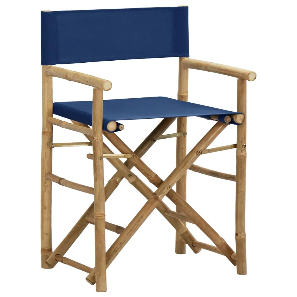 Folding Director's Chairs 2 Pcs Outdoor Camping Chair Bamboo and Fabric