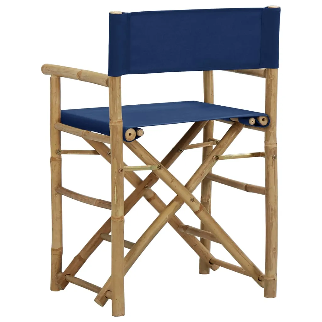 Folding Director's Chairs 2 Pcs Outdoor Camping Chair Bamboo and Fabric